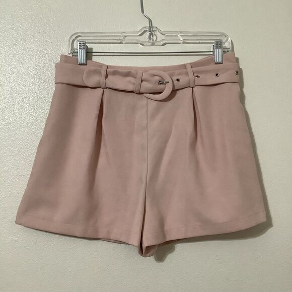 Moodie Old Money Pink Preppy Light Academia High Waisted Shorts with Belt Medium - Picture 1 of 13